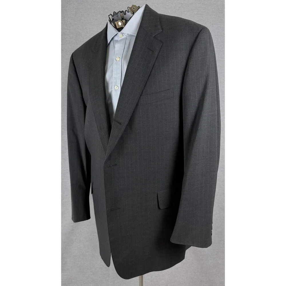 Brooks Brothers BrooksEase Grey Pinstripe Wool Blazer Sport‎ Coat 44 Long 44L